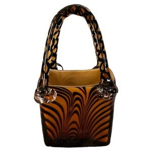 Vintage Elizabeth Evening Bag Block Crystal Mouth Blown Glass Handbag